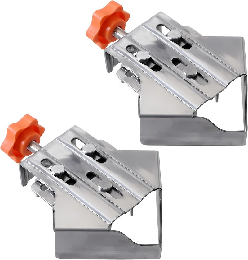 Owfeel 2pcs Stainless Steel Right Corner Clamp,90 Degree Right Angle Clamp for Woodworking,Right Angle Clip Fixer,Single Handle Clamps for Woodworking, Photo Framing (Close) - Image 1